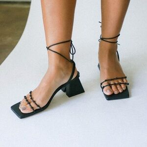 ALOHAS Juniper Black Leather Tie Up Sandal EU Size 39 US 8.5